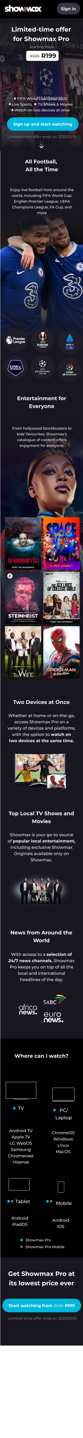 Showmax B variant mobile