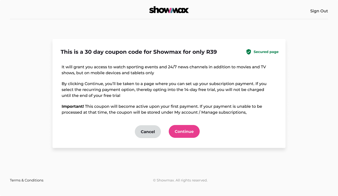 The new voucher confirmation page design