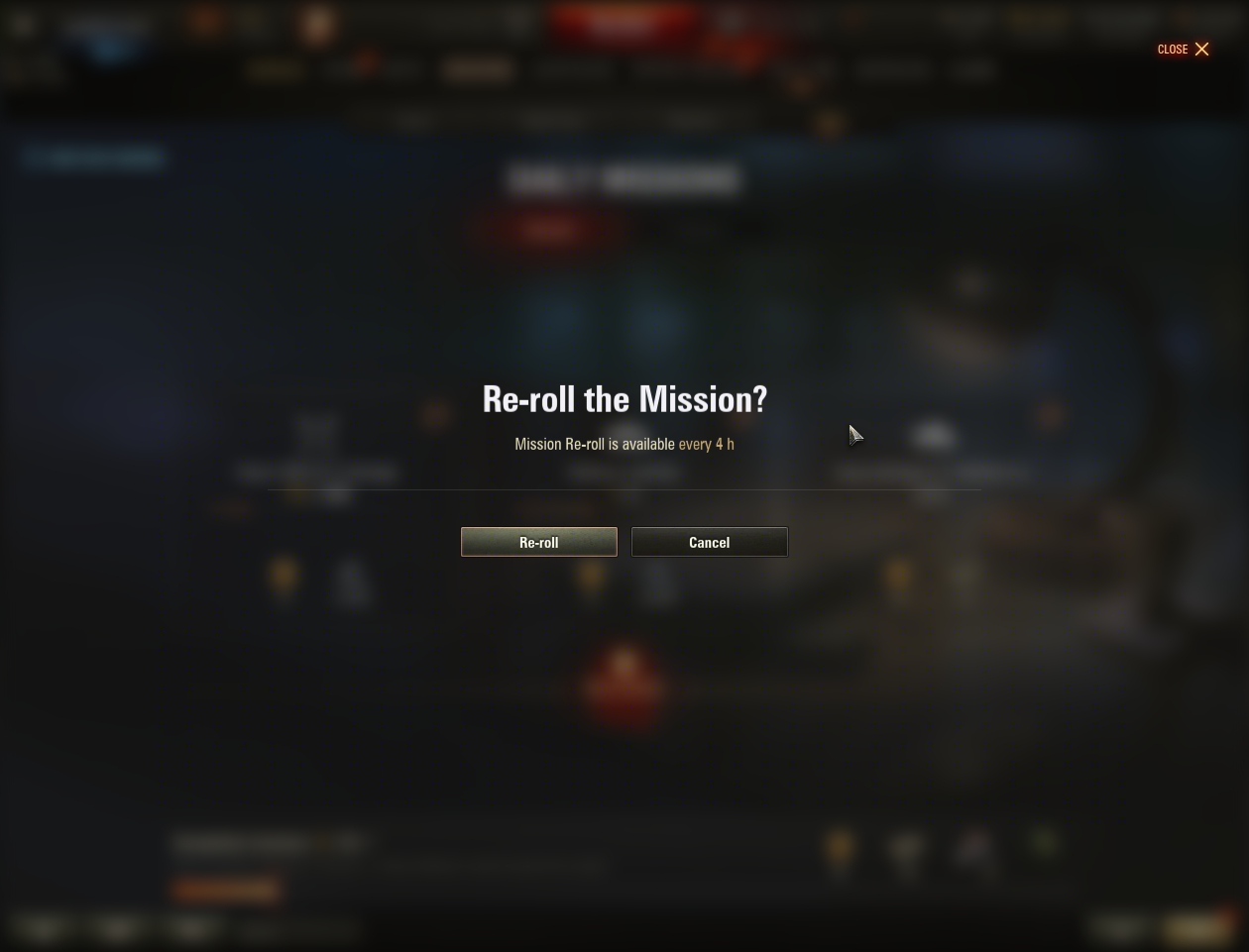 Re-roll confirmation popup